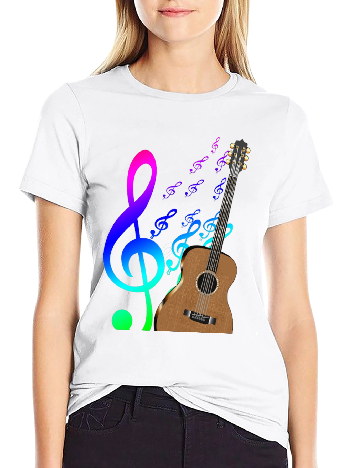 Musical Notes Guitar Graphic Tee