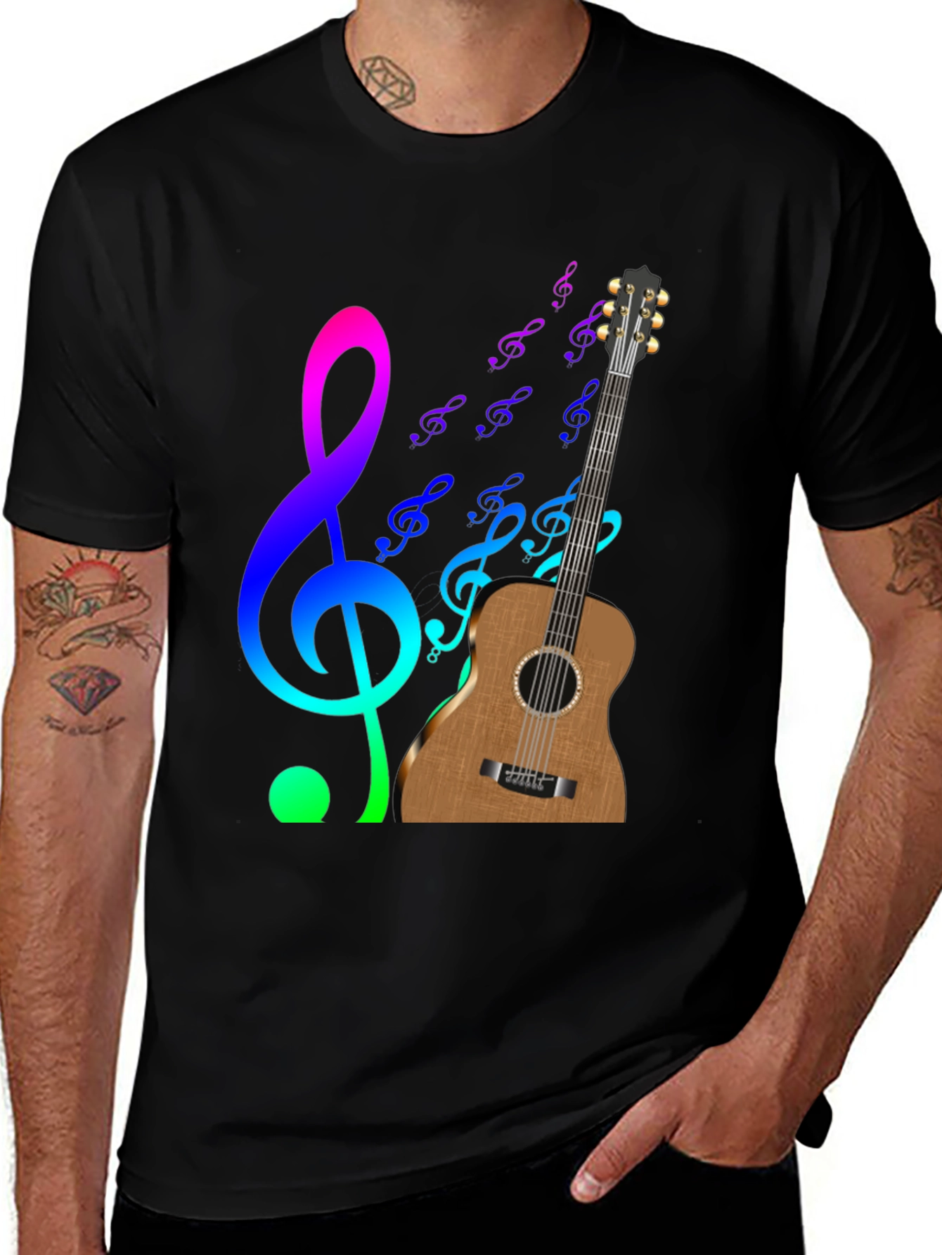 Musical Notes Guitar Graphic Tee