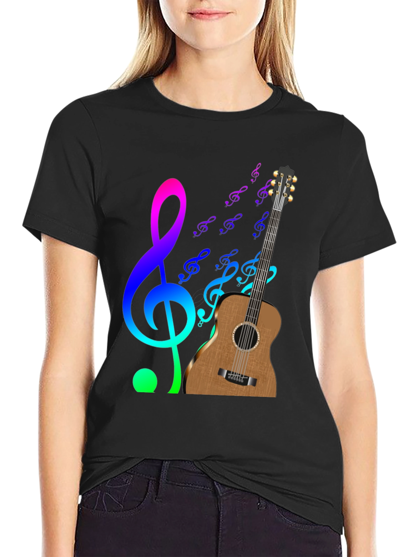 Musical Notes Guitar Graphic Tee