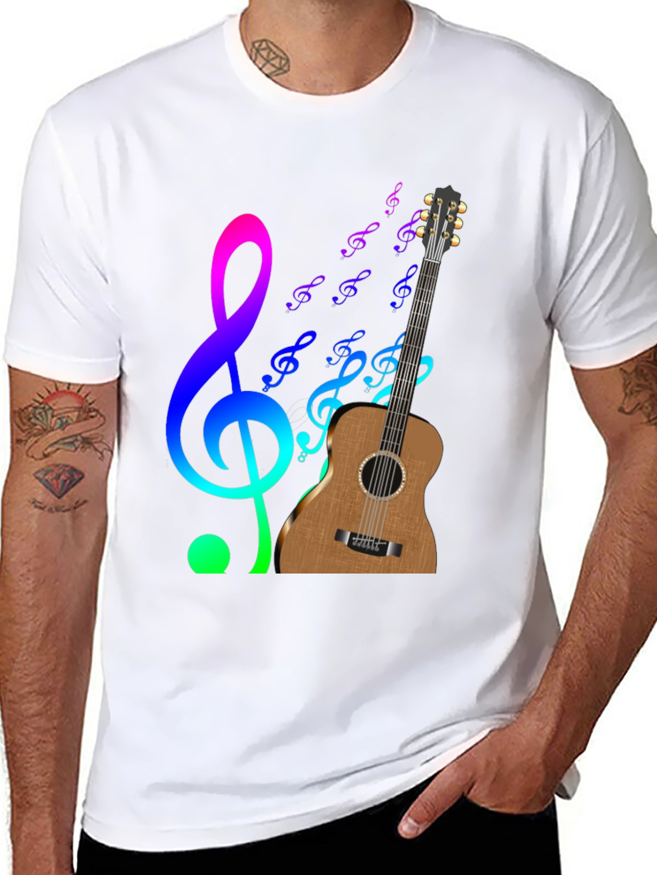 Musical Notes Guitar Graphic Tee