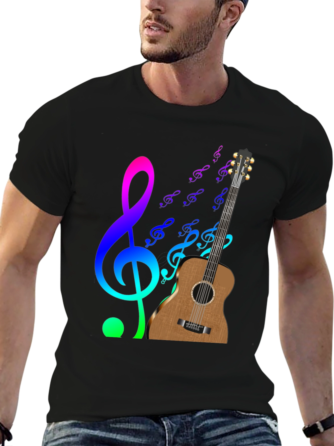 Musical Notes Guitar Graphic Tee