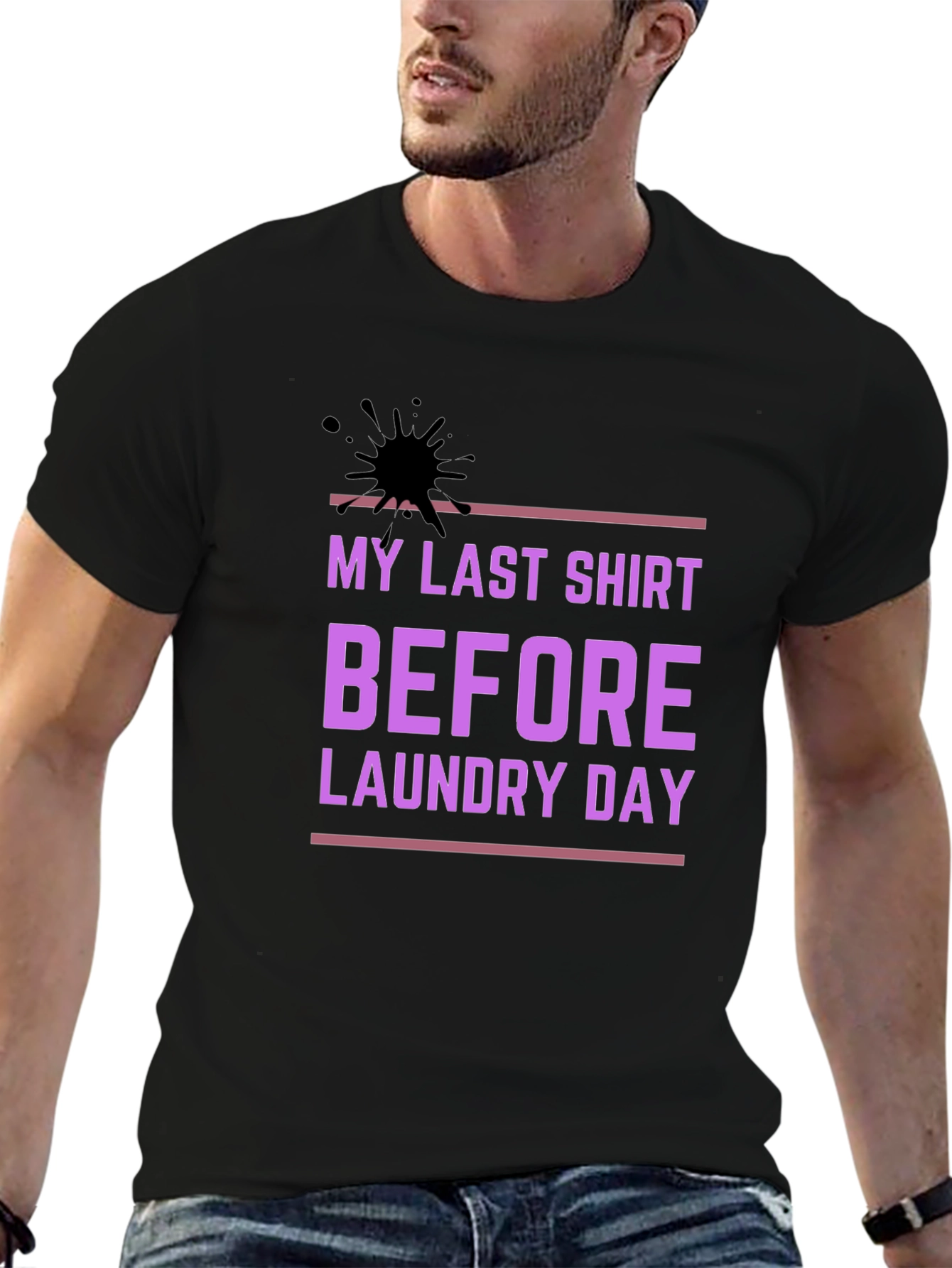 Funny Laundry Day T-Shirt - Stylish Black Cotton Tee