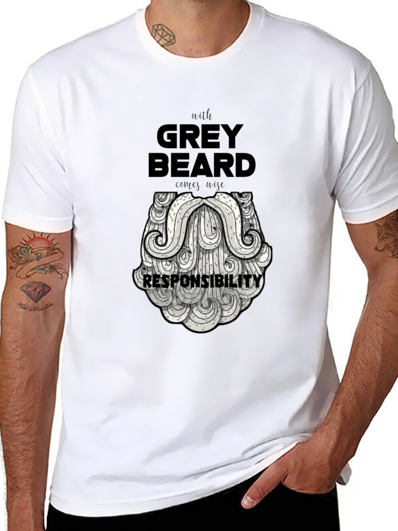 Grey Beard Responsibility Graphic T-Shirt