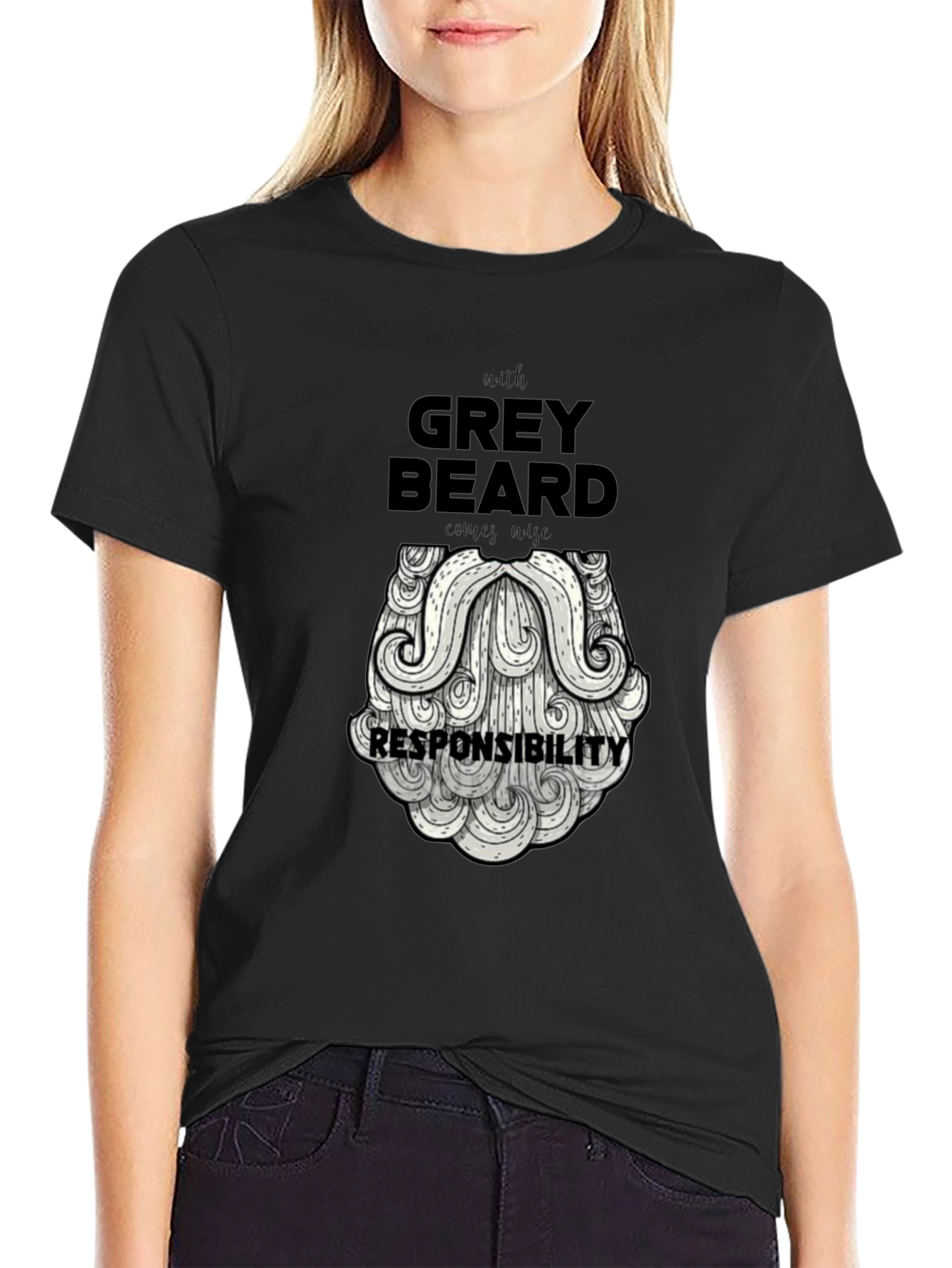 Grey Beard Responsibility Graphic T-Shirt