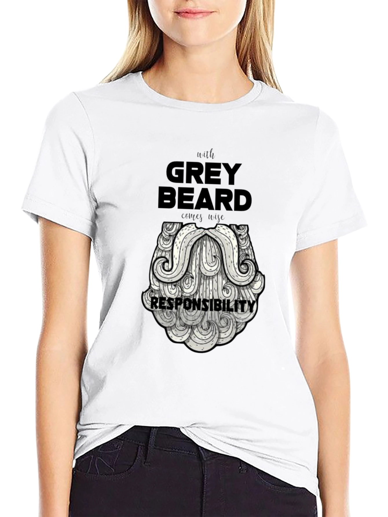 Grey Beard Responsibility Graphic T-Shirt