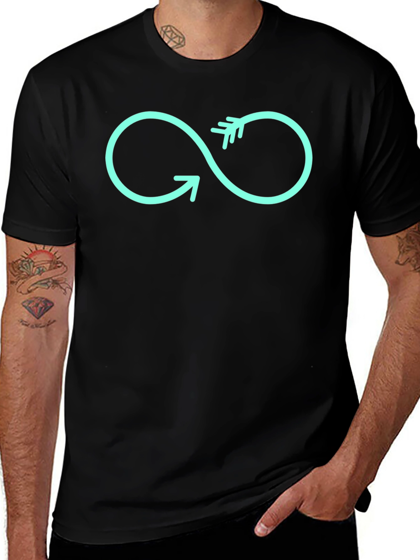 Infinity Arrow Graphic Tee - Black Cotton T-Shirt
