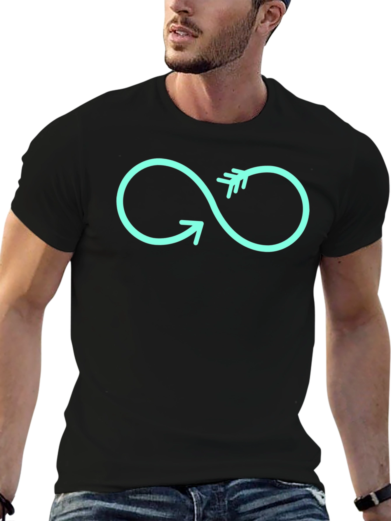 Infinity Arrow Graphic Tee - Black Cotton T-Shirt