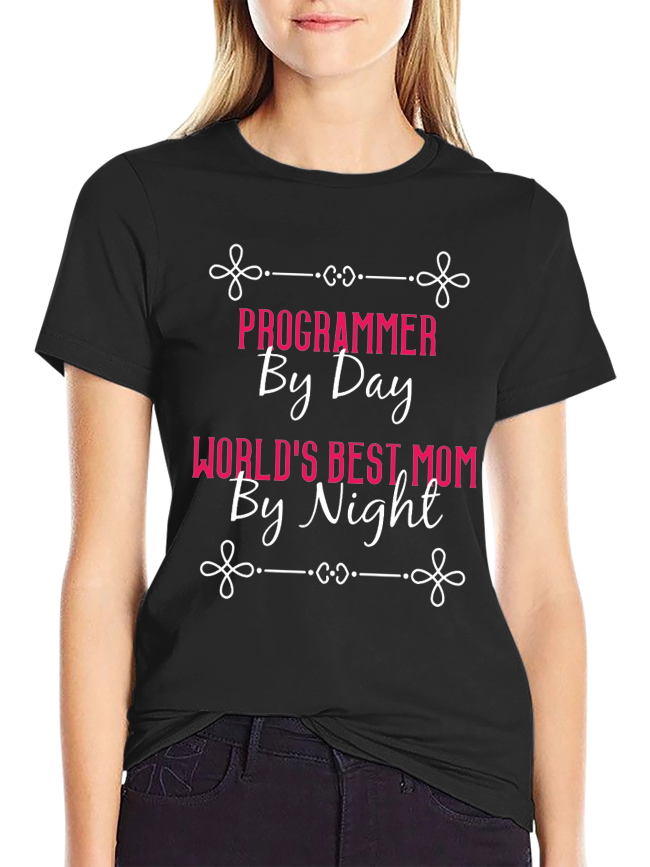Programmer Mom Black T-Shirt - Day and Night