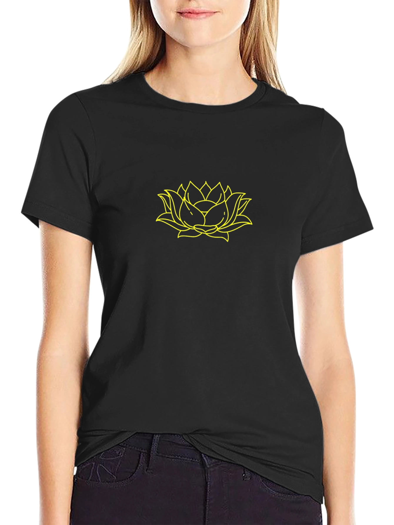 Lotus Flower Graphic Tee - Black
