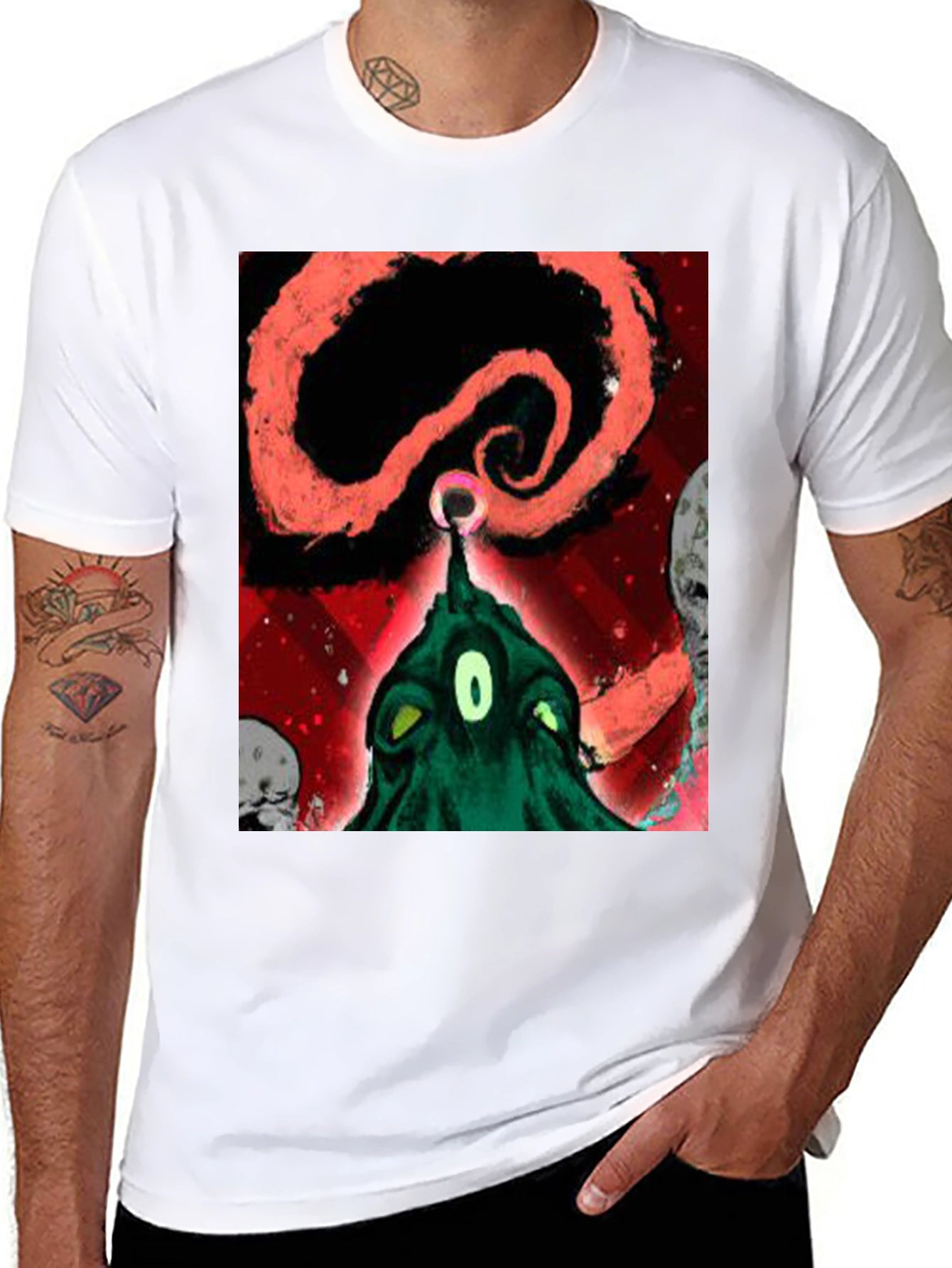 Surreal Alien Graphic Black T-Shirt