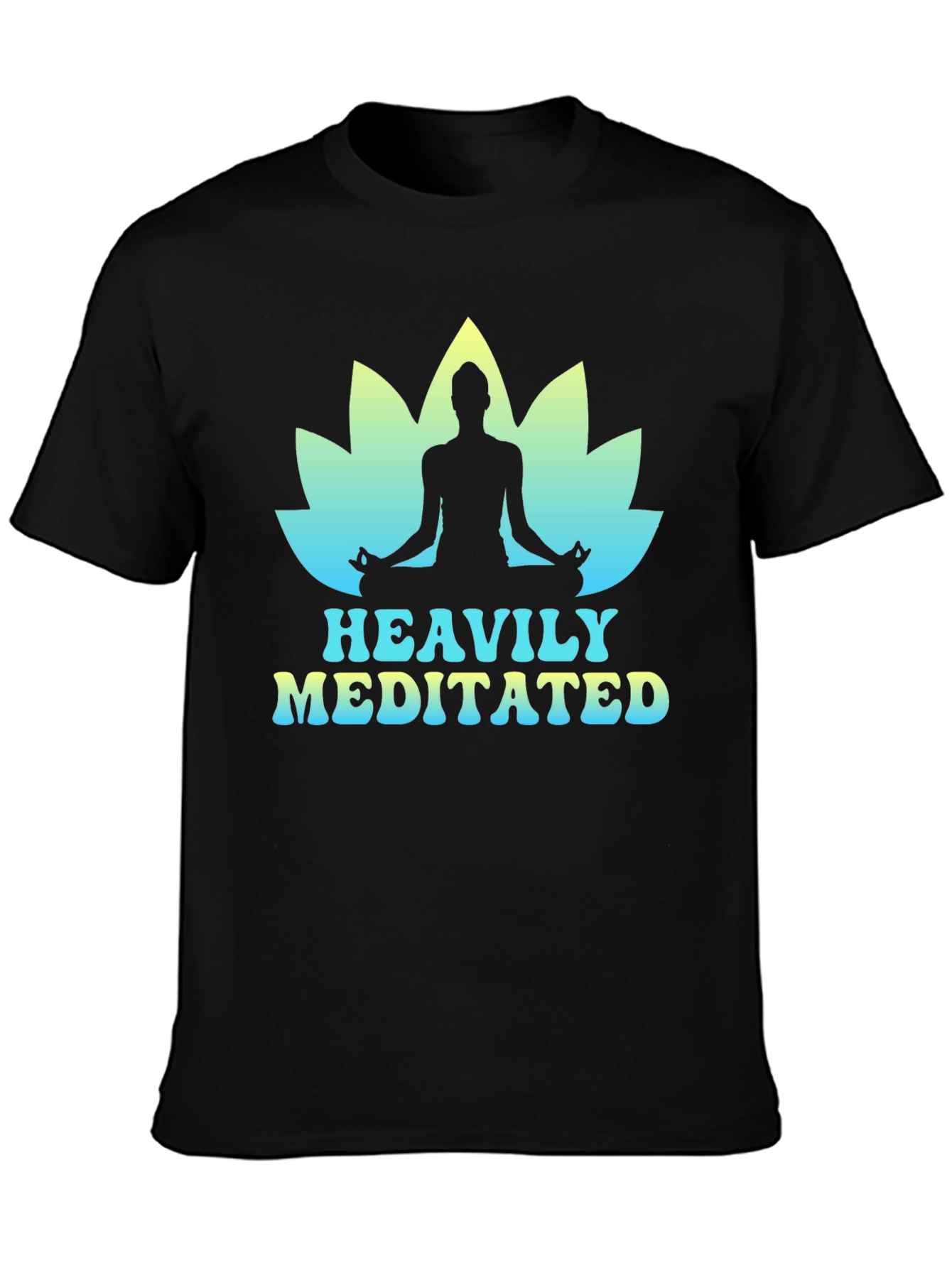Heavily Meditated Yoga Lotus Black T-Shirt