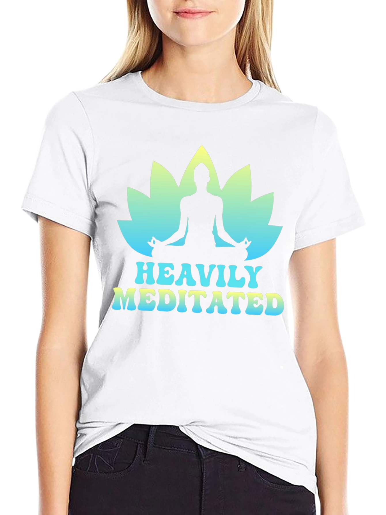Heavily Meditated Yoga Lotus Black T-Shirt
