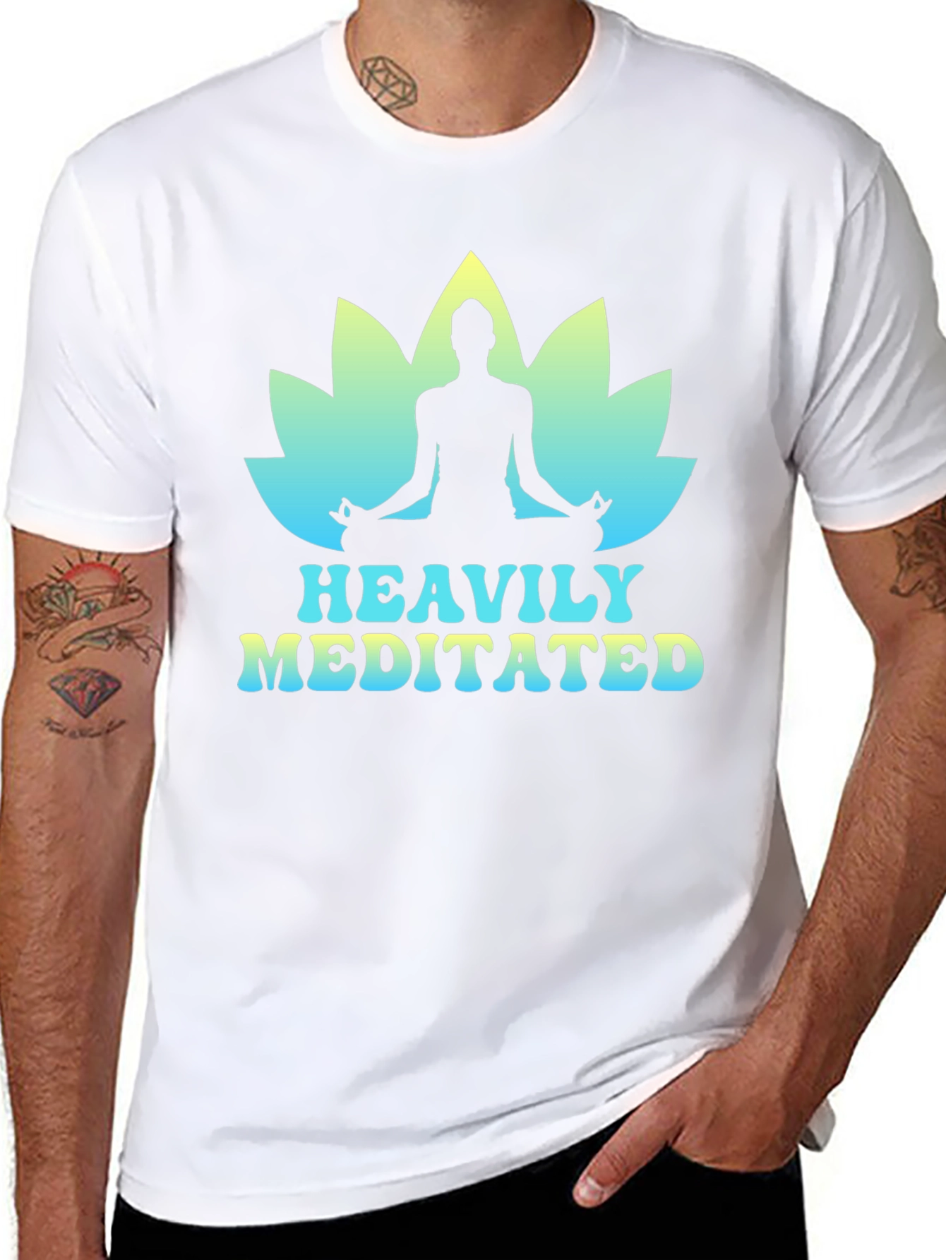 Heavily Meditated Yoga Lotus Black T-Shirt