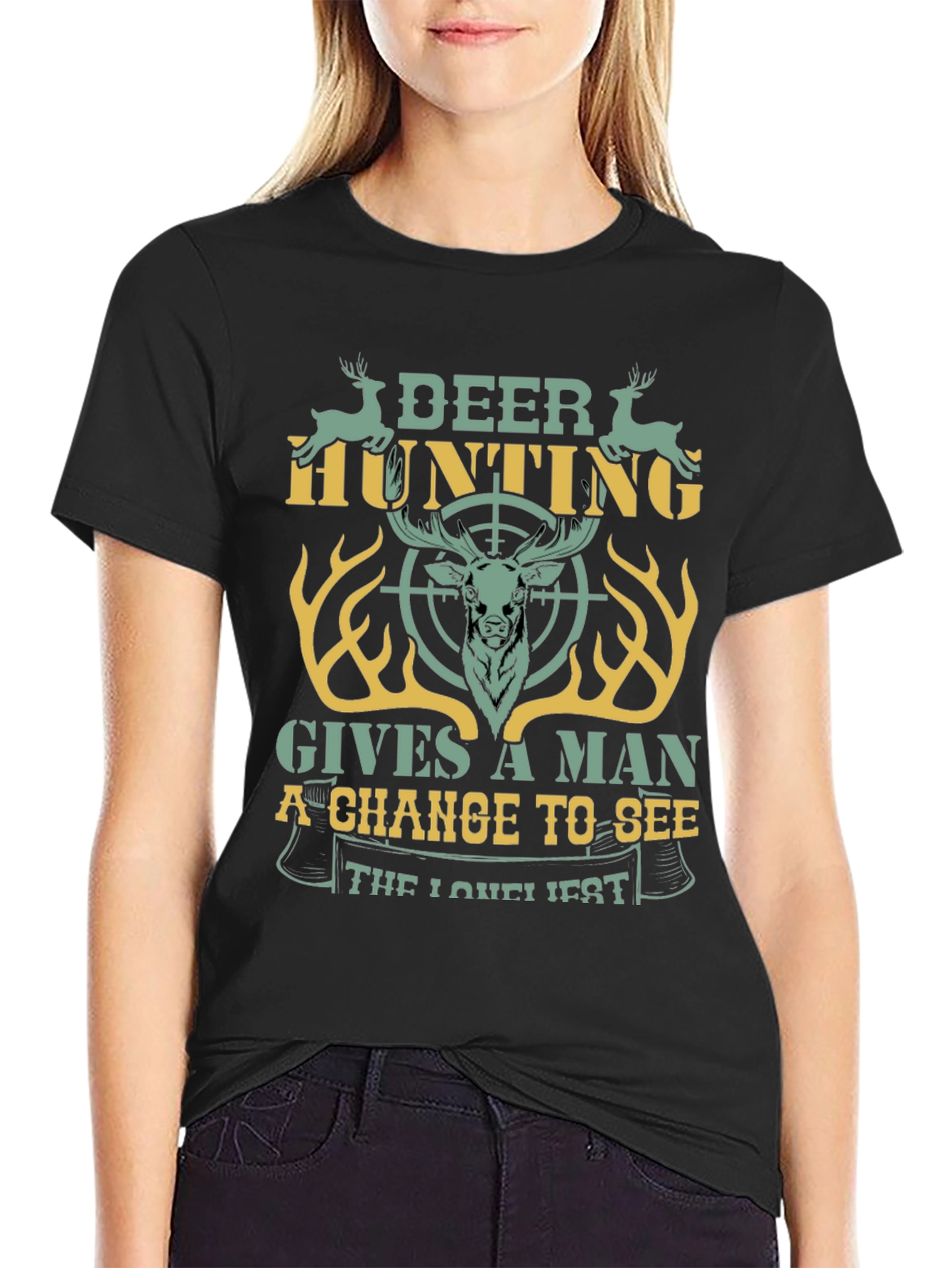 Deer Hunting Graphic Tee - Mens Black T-Shirt
