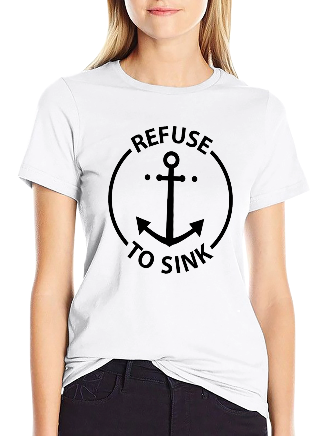 Refuse To Sink Anchor Graphic Tee - Black