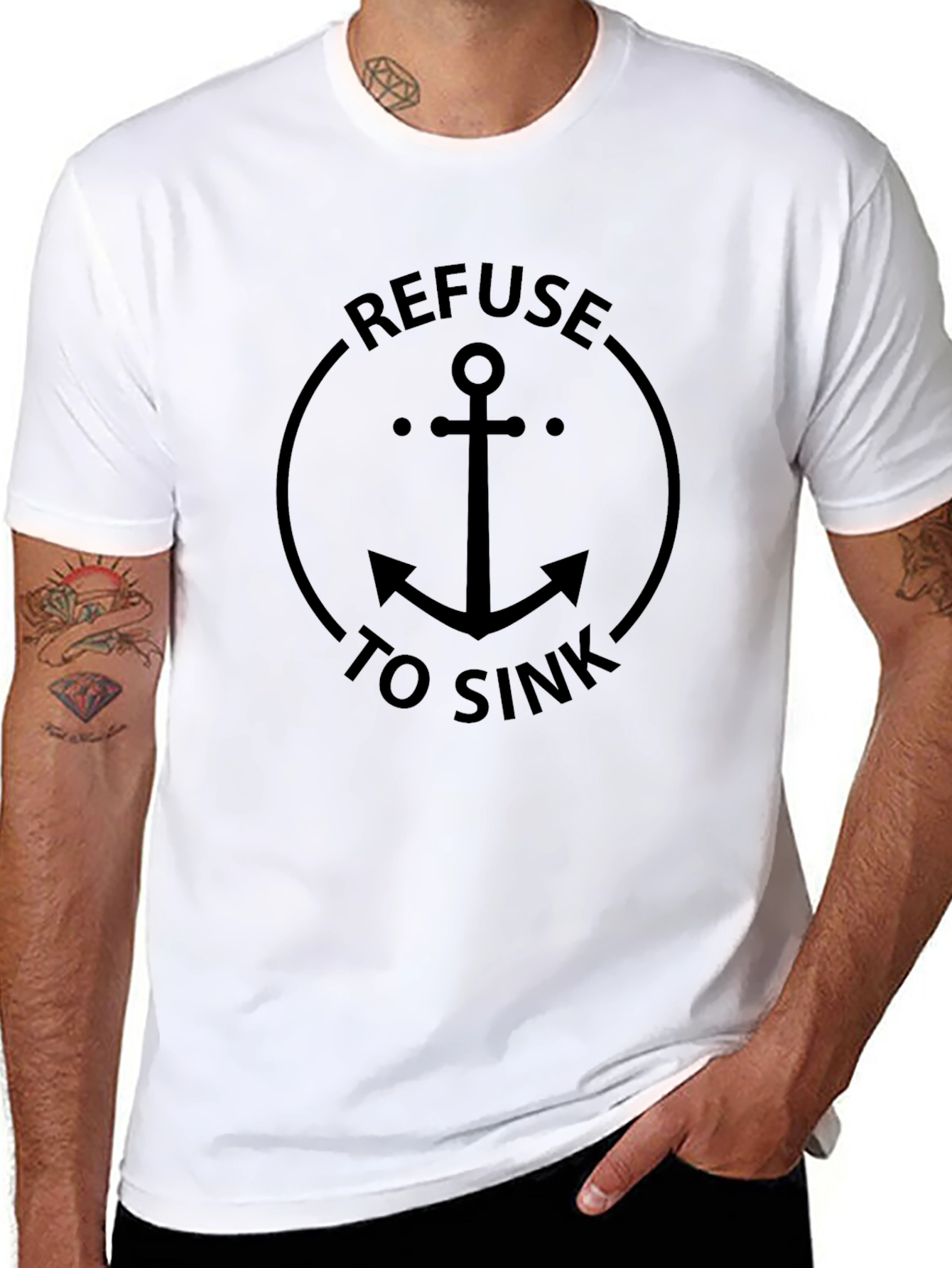 Refuse To Sink Anchor Graphic Tee - Black