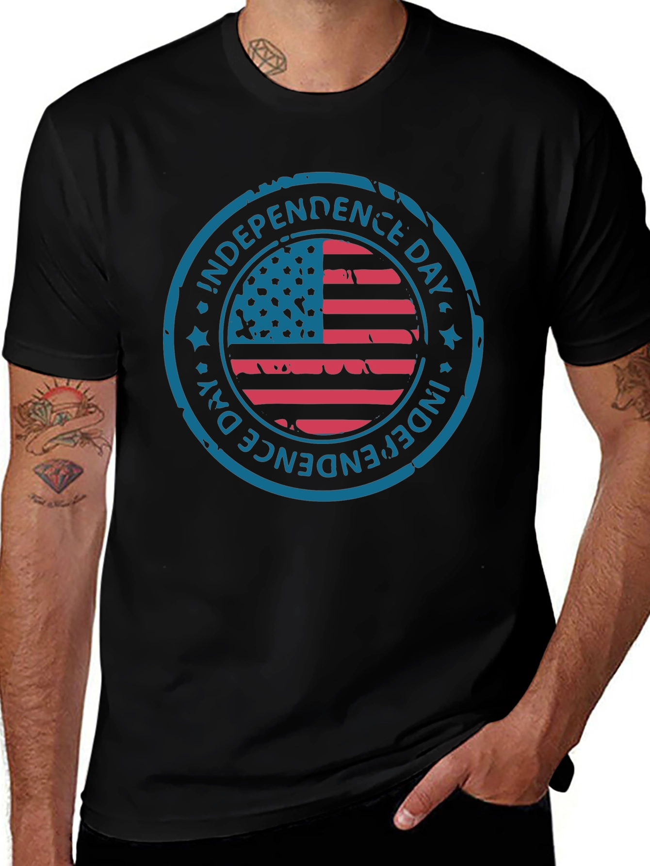 Independence Day American Flag Graphic T-Shirt