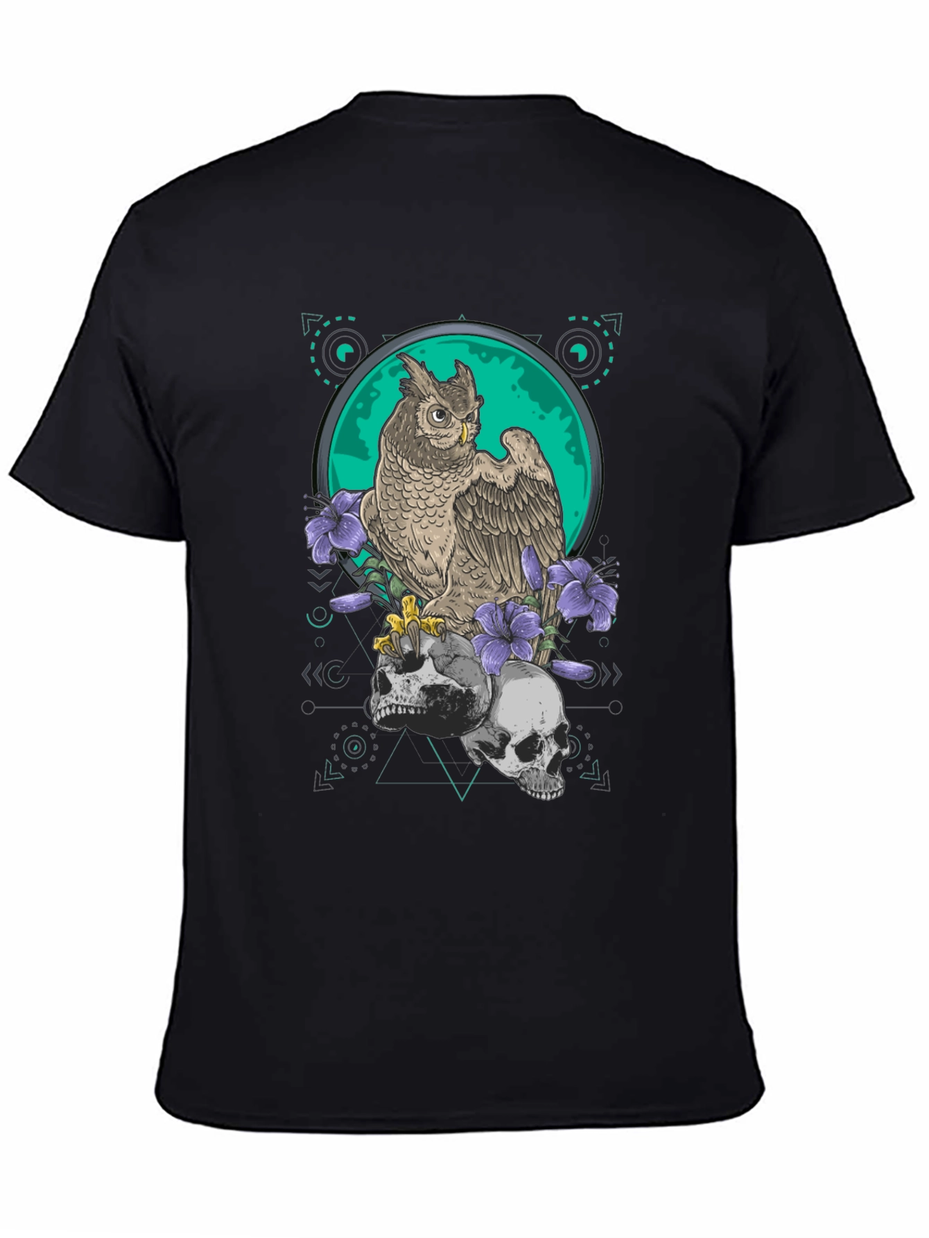 Owl and Skull Graphic Print Tee