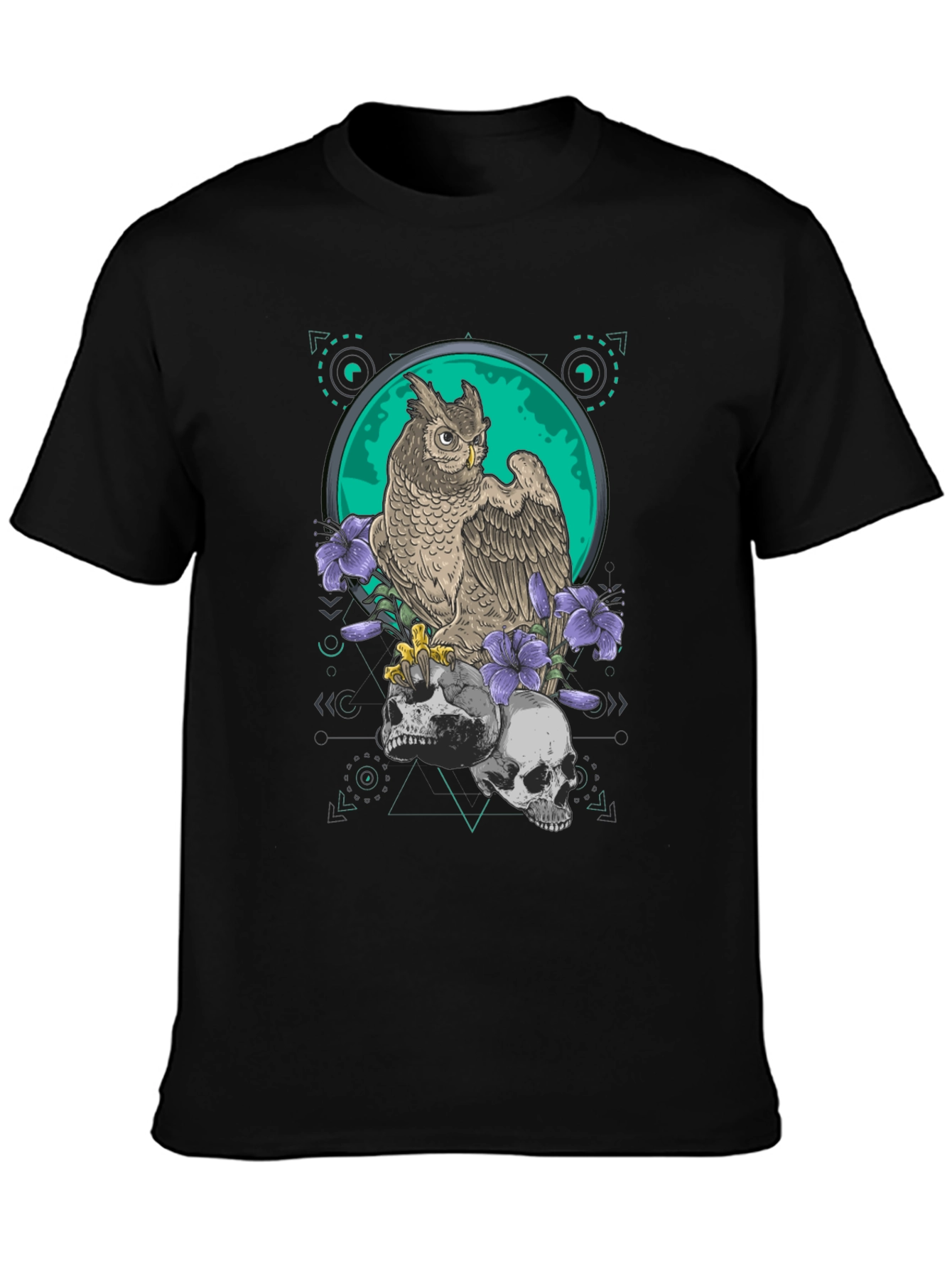 Owl and Skull Graphic Print Tee