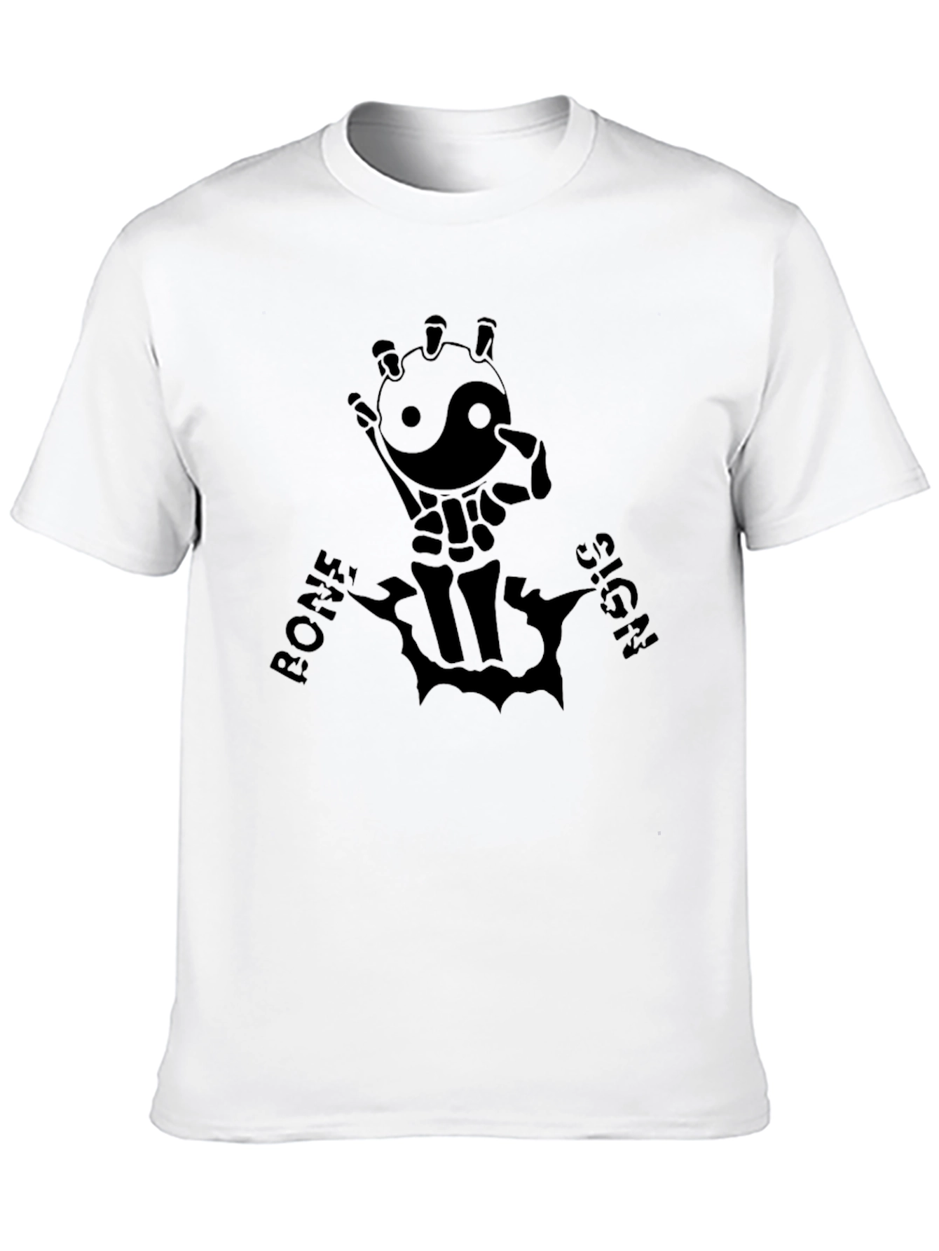 Yin Yang Skeleton Hand Graphic Tee - Black