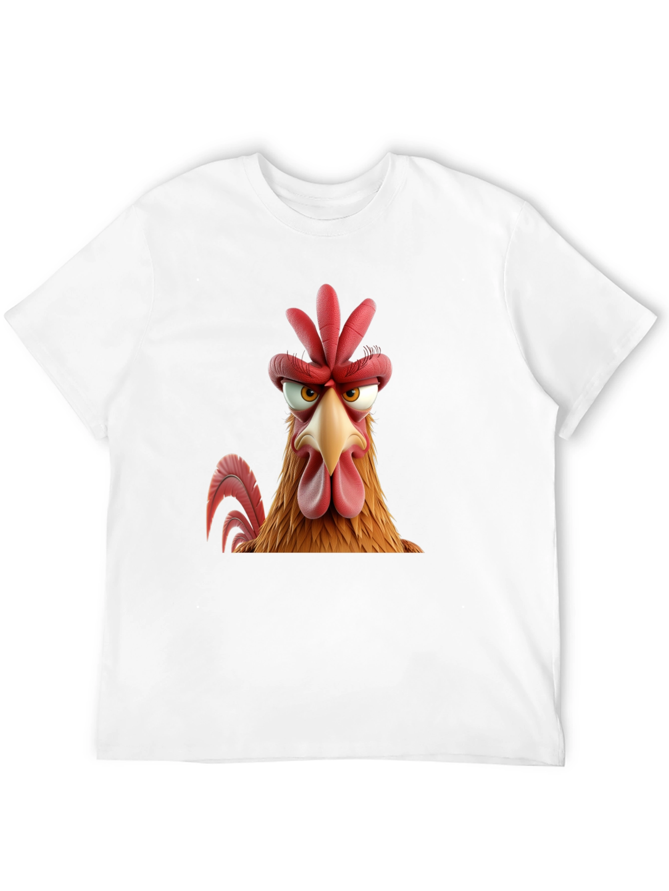 Angry Chicken Cartoon Graphic Print Black T-Shirt