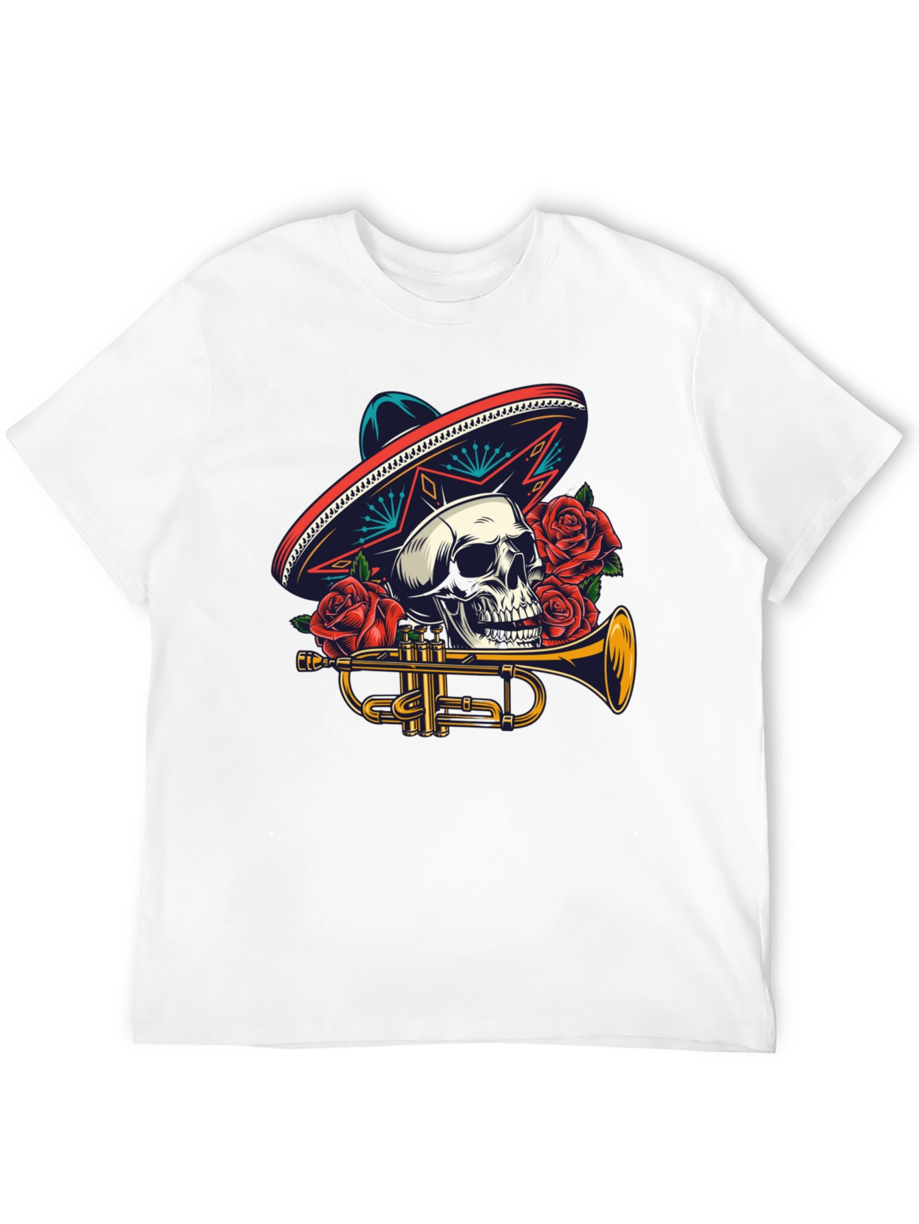 Skull Sombrero Trumpet Graphic Tee