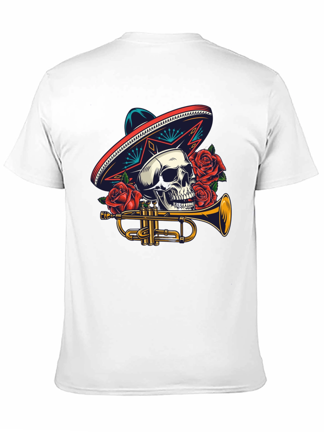 Skull Sombrero Trumpet Graphic Tee