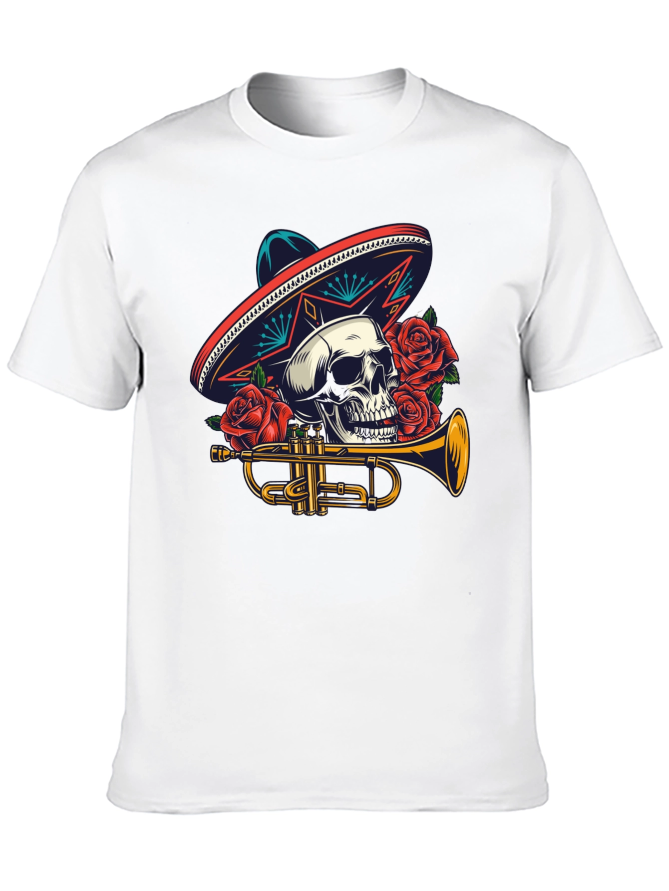 Skull Sombrero Trumpet Graphic Tee