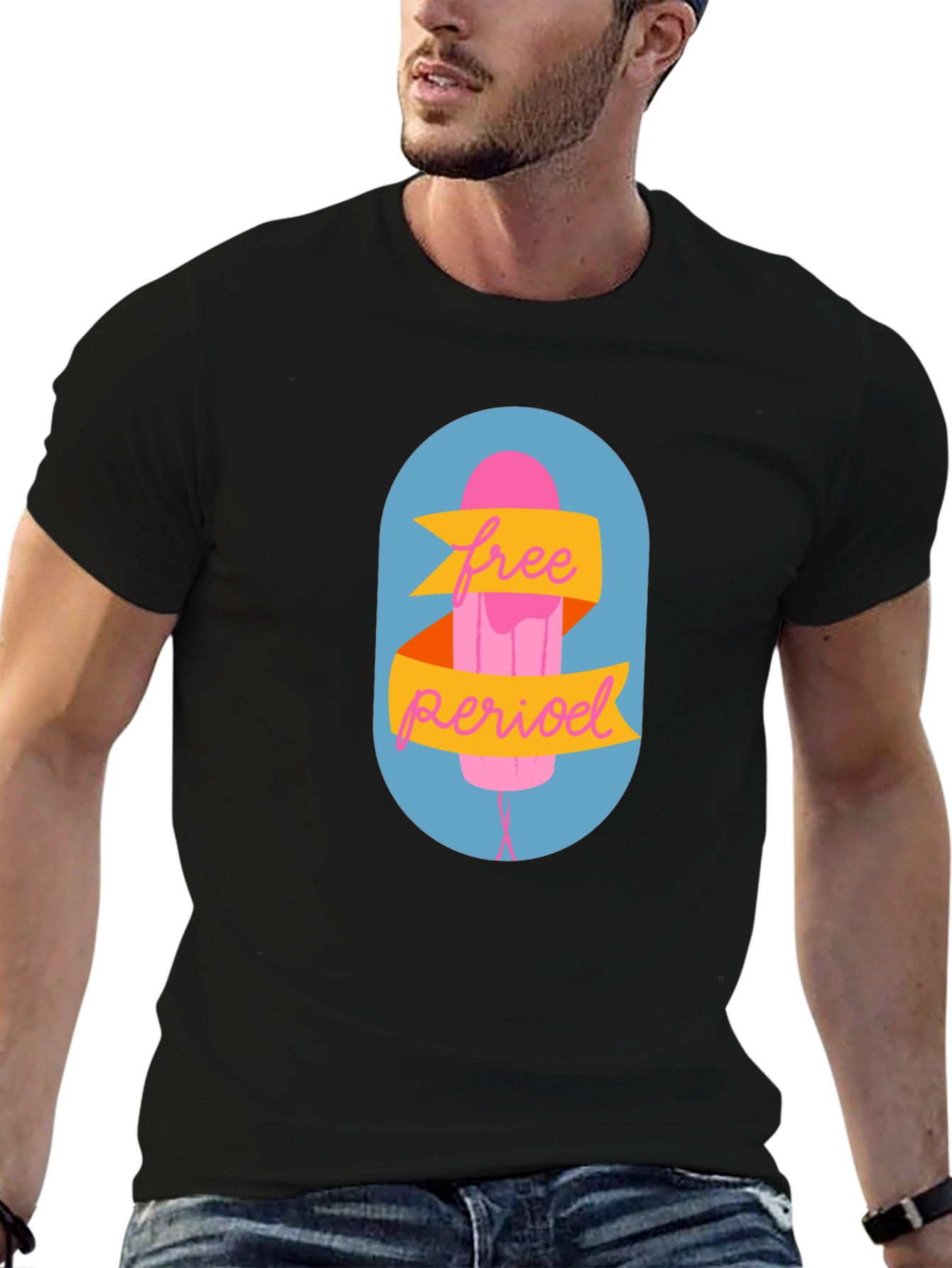 Free Period Graphic Tee - Black Cotton Blend