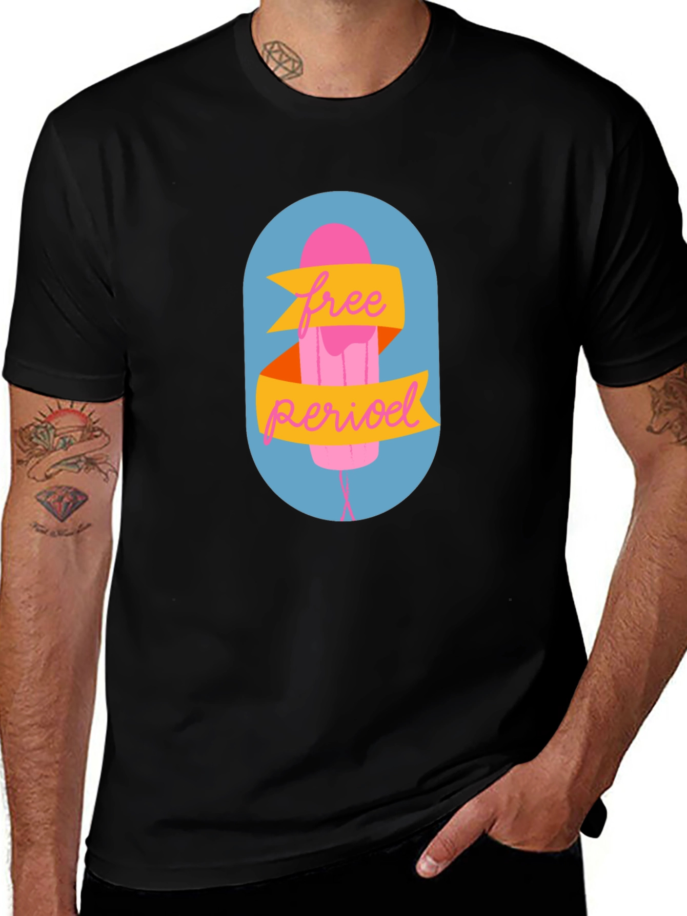 Free Period Graphic Tee - Black Cotton Blend