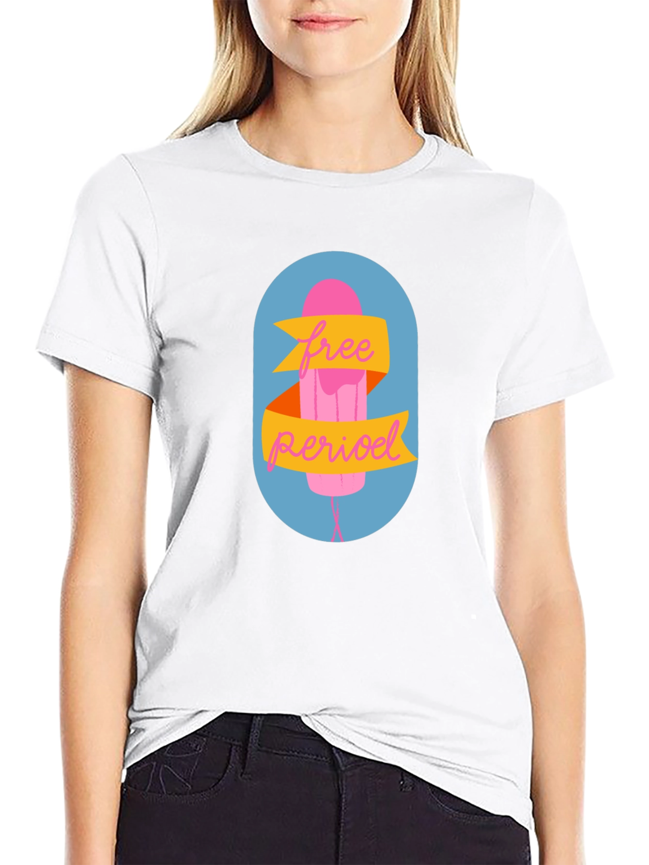 Free Period Graphic Tee - Black Cotton Blend