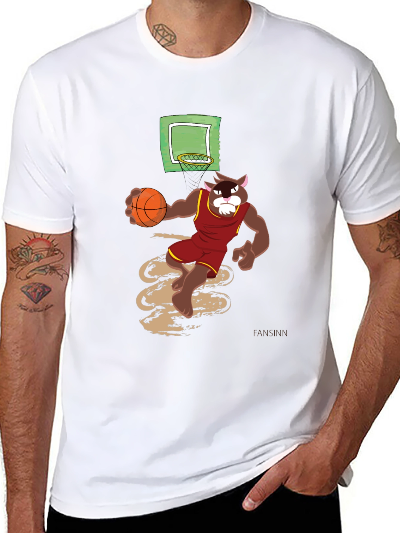 Cartoon Cat Basketball Graphic Tee
