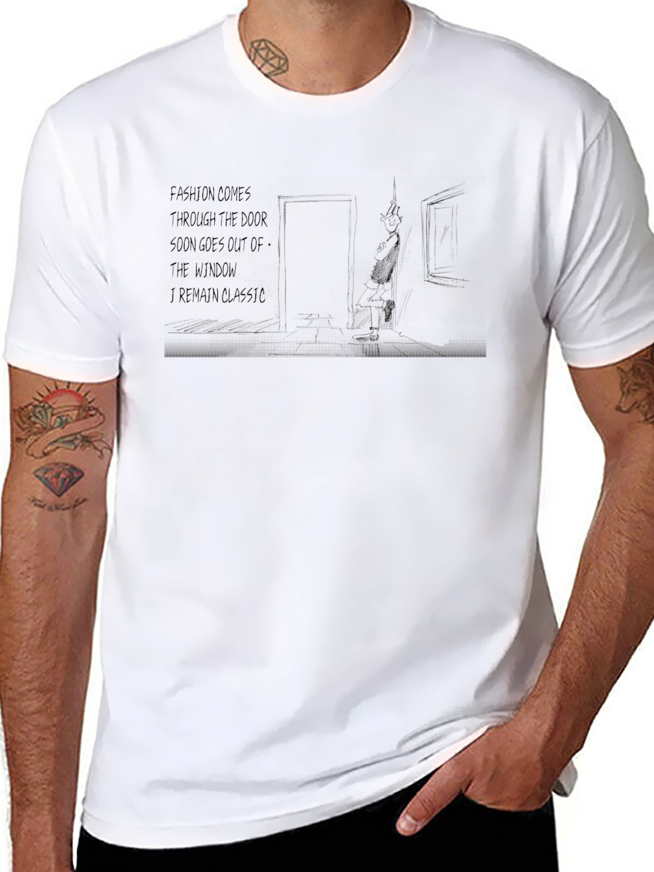 Classic Black T-Shirt with Humorous Fashion Quote