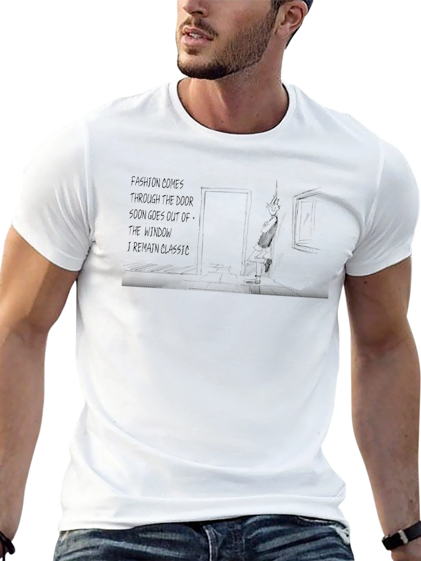 Classic Black T-Shirt with Humorous Fashion Quote
