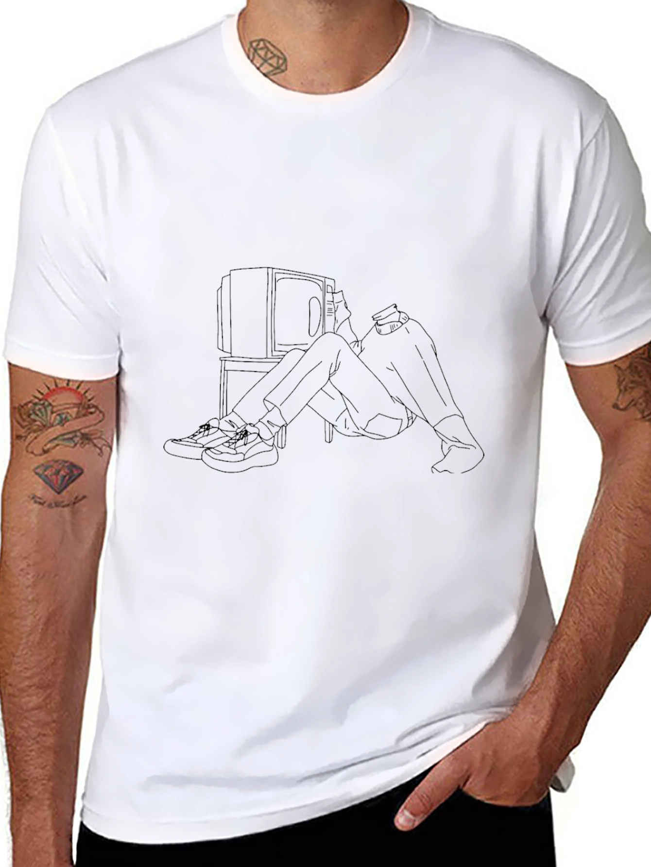 Mens Black Tee - TV Time Outline