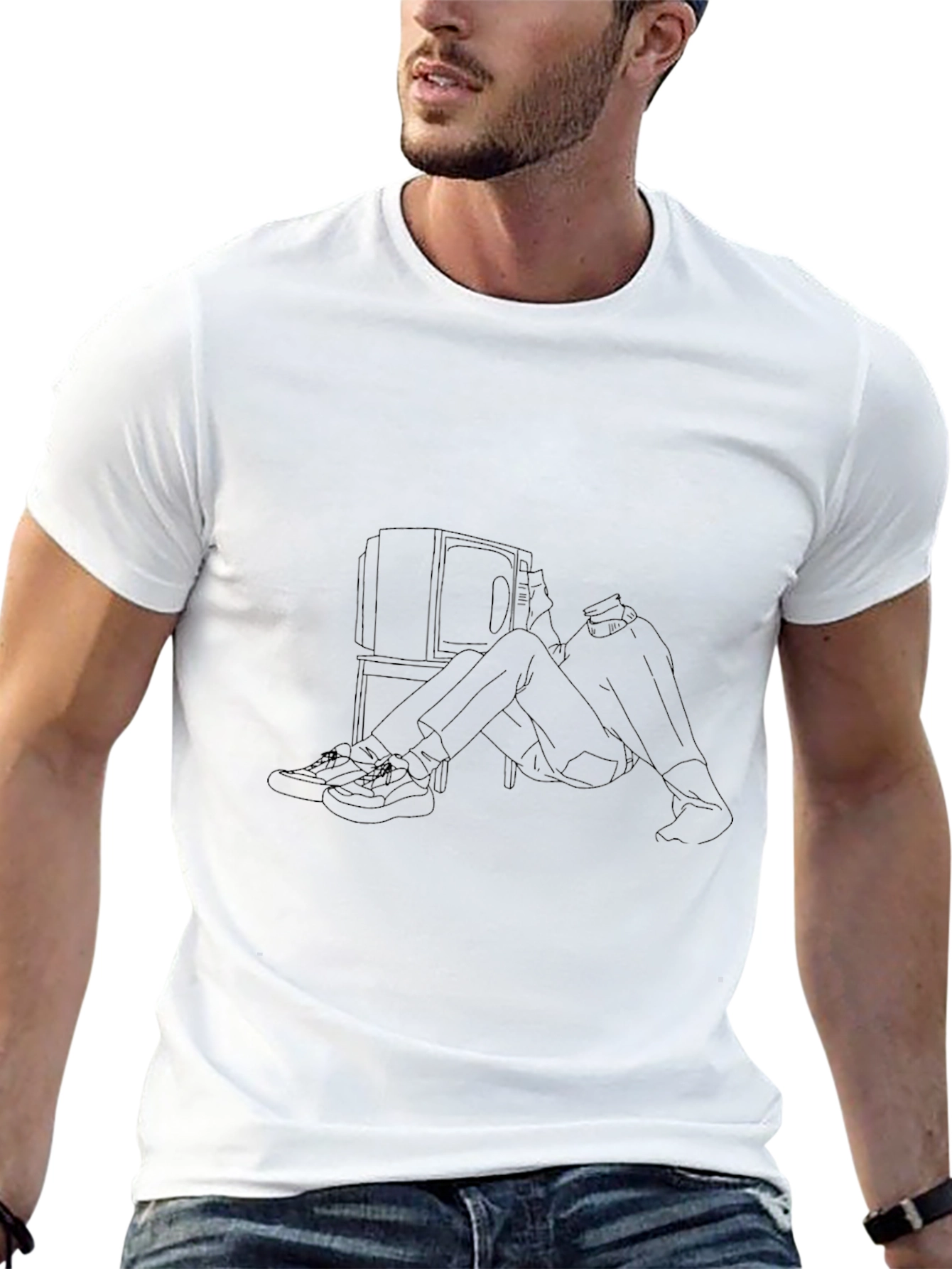 Mens Black Tee - TV Time Outline