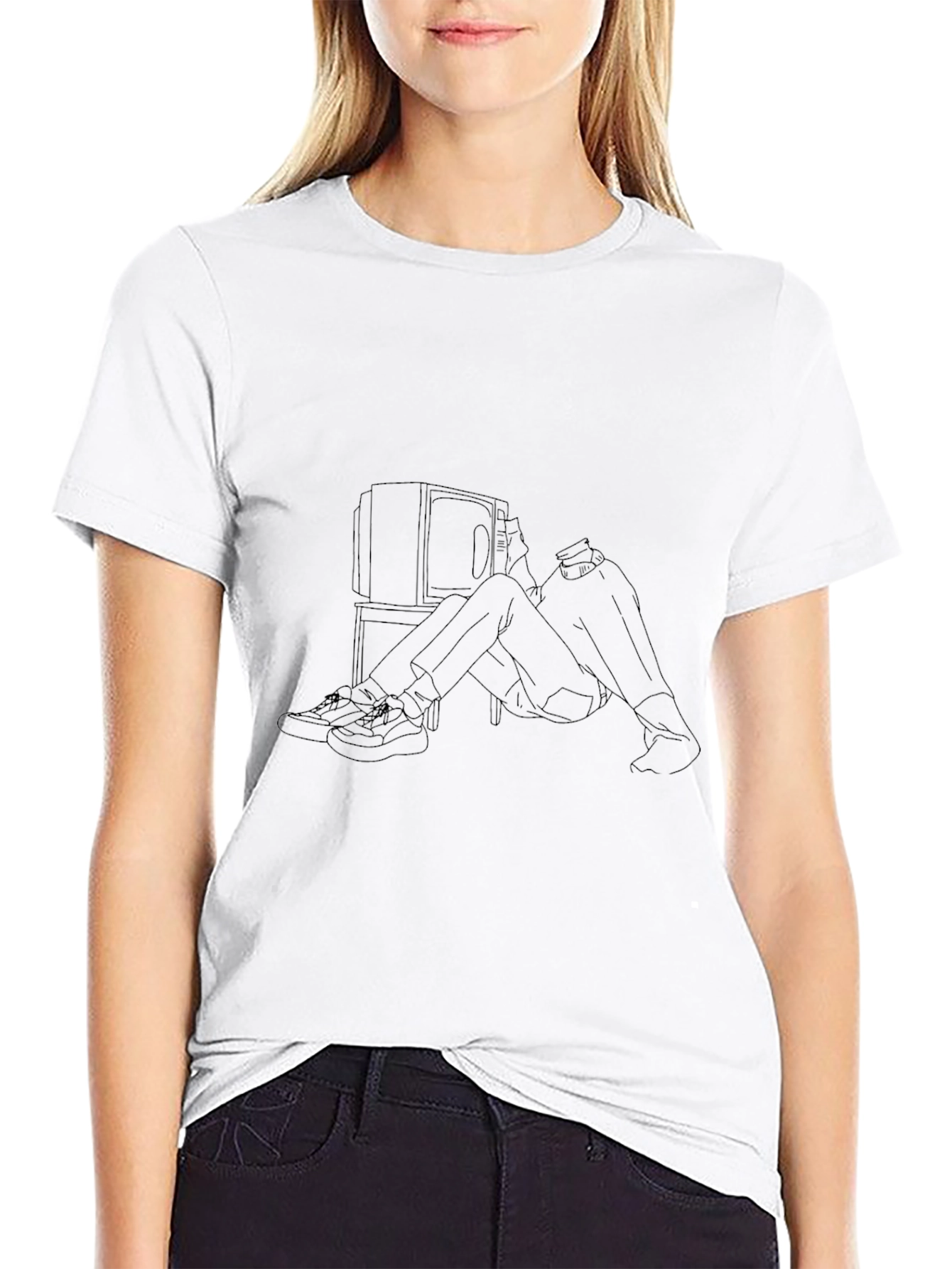 Mens Black Tee - TV Time Outline