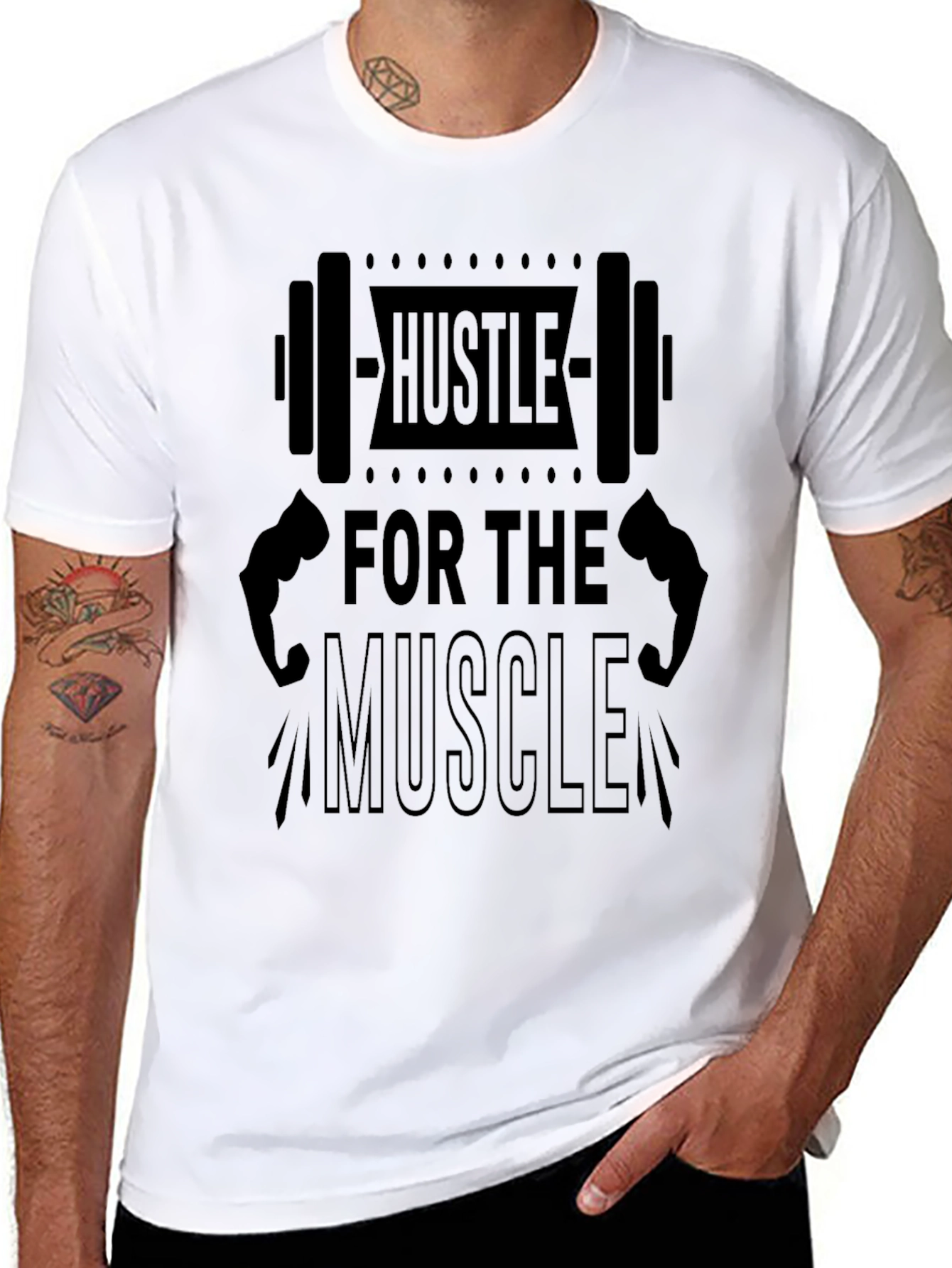 Hustle for the Muscle Mens Black T-Shirt