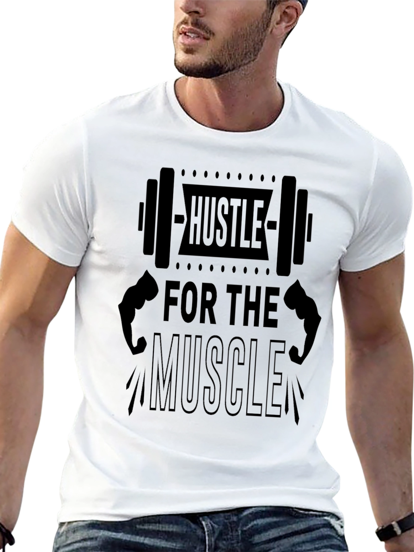 Hustle for the Muscle Mens Black T-Shirt