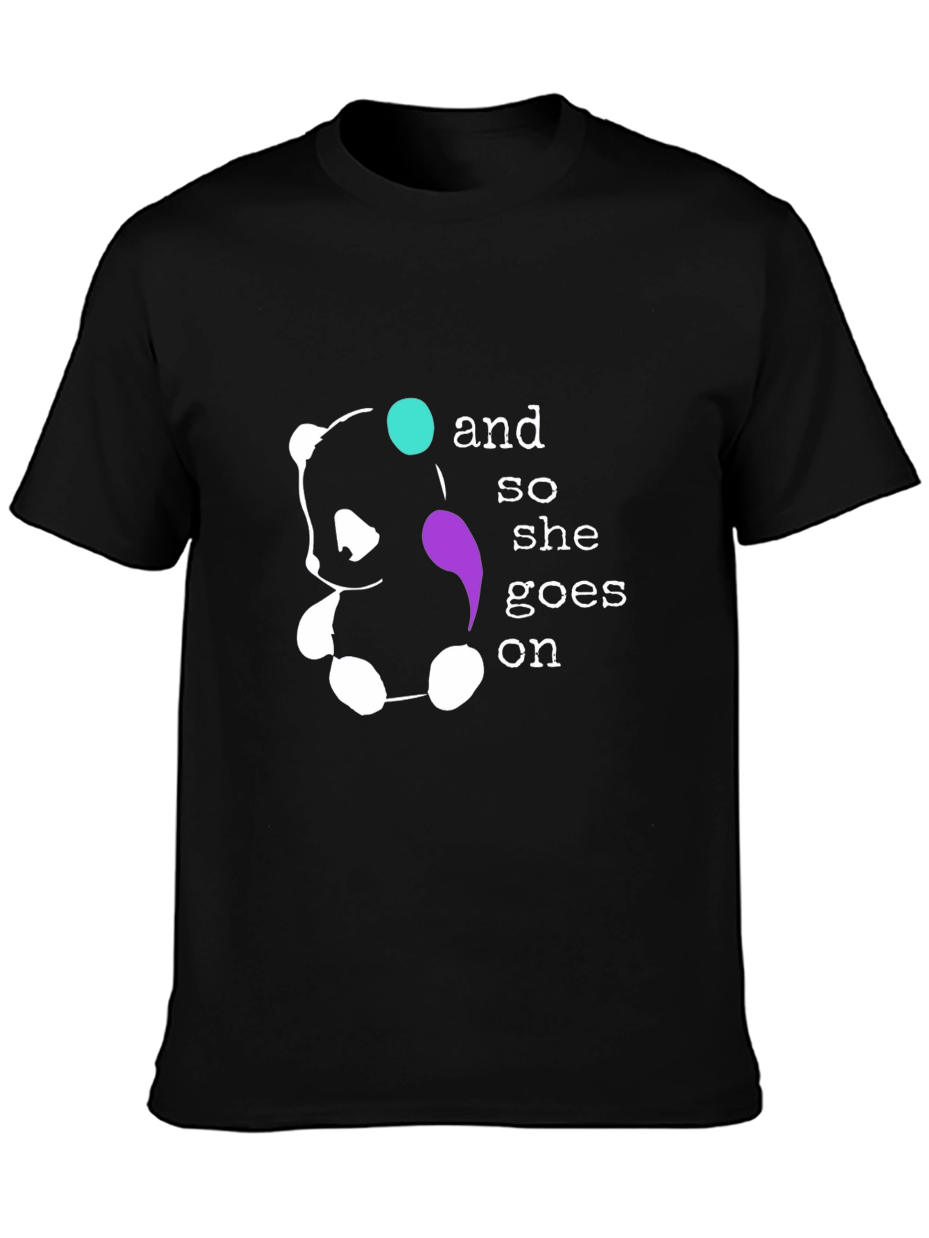 Panda & Quote Graphic Black T-Shirt