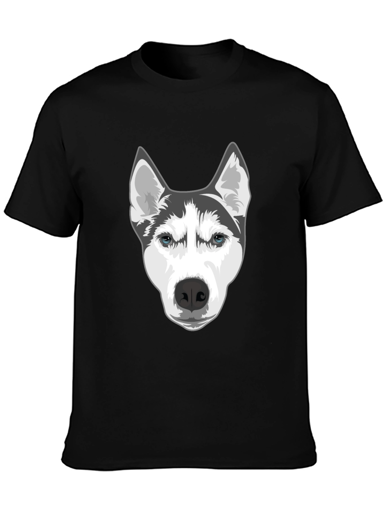 Husky Dog Graphic T-Shirt - Black Cotton Blend Tee
