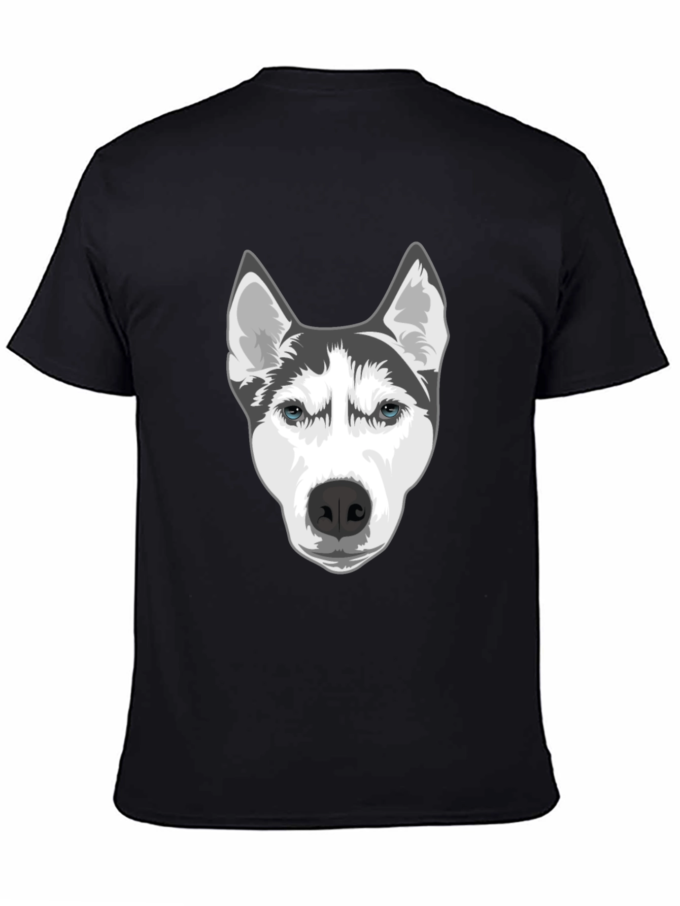 Husky Dog Graphic T-Shirt - Black Cotton Blend Tee