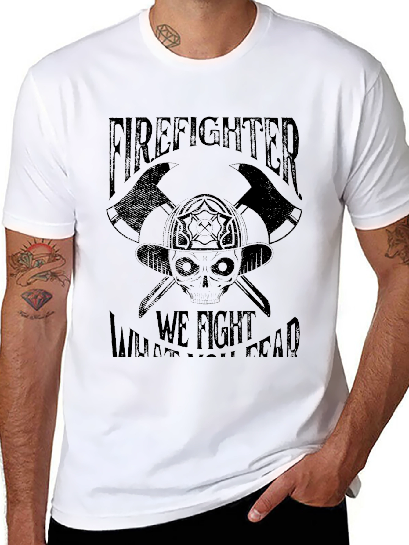 Firefighter Graphic Tee - Skull & Axes Design