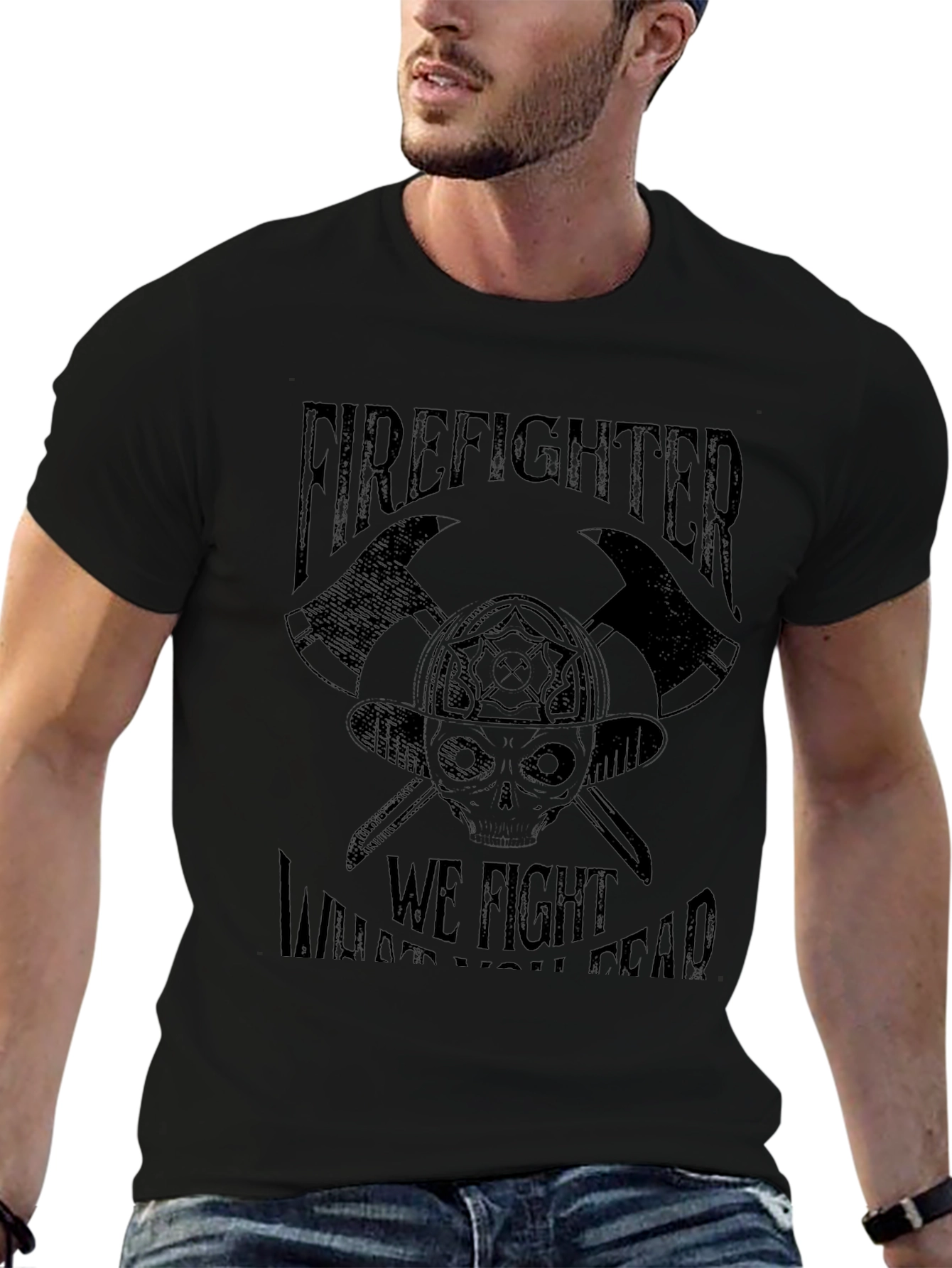 Firefighter Graphic Tee - Skull & Axes Design