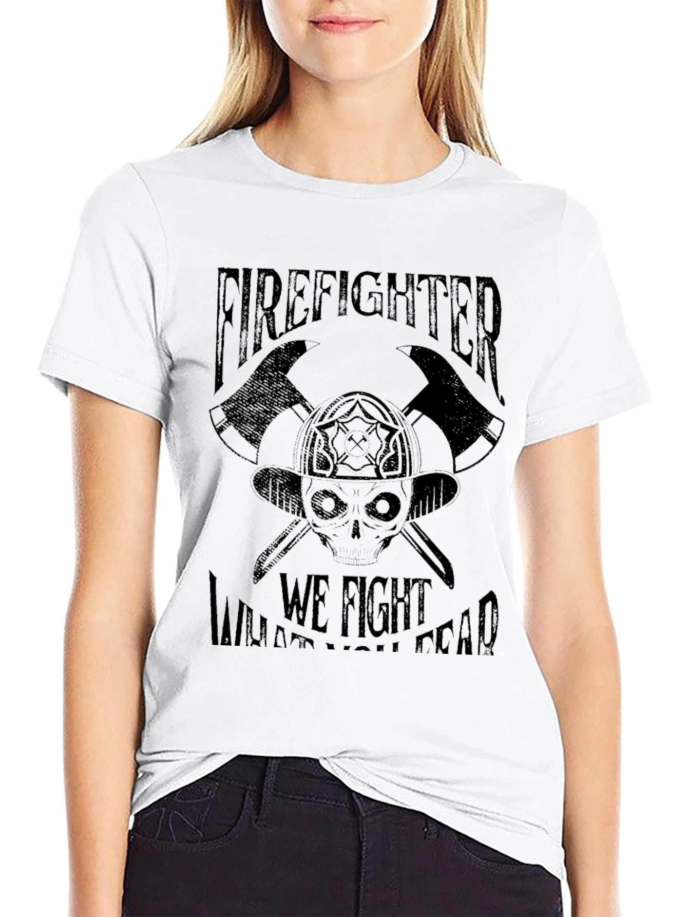 Firefighter Graphic Tee - Skull & Axes Design