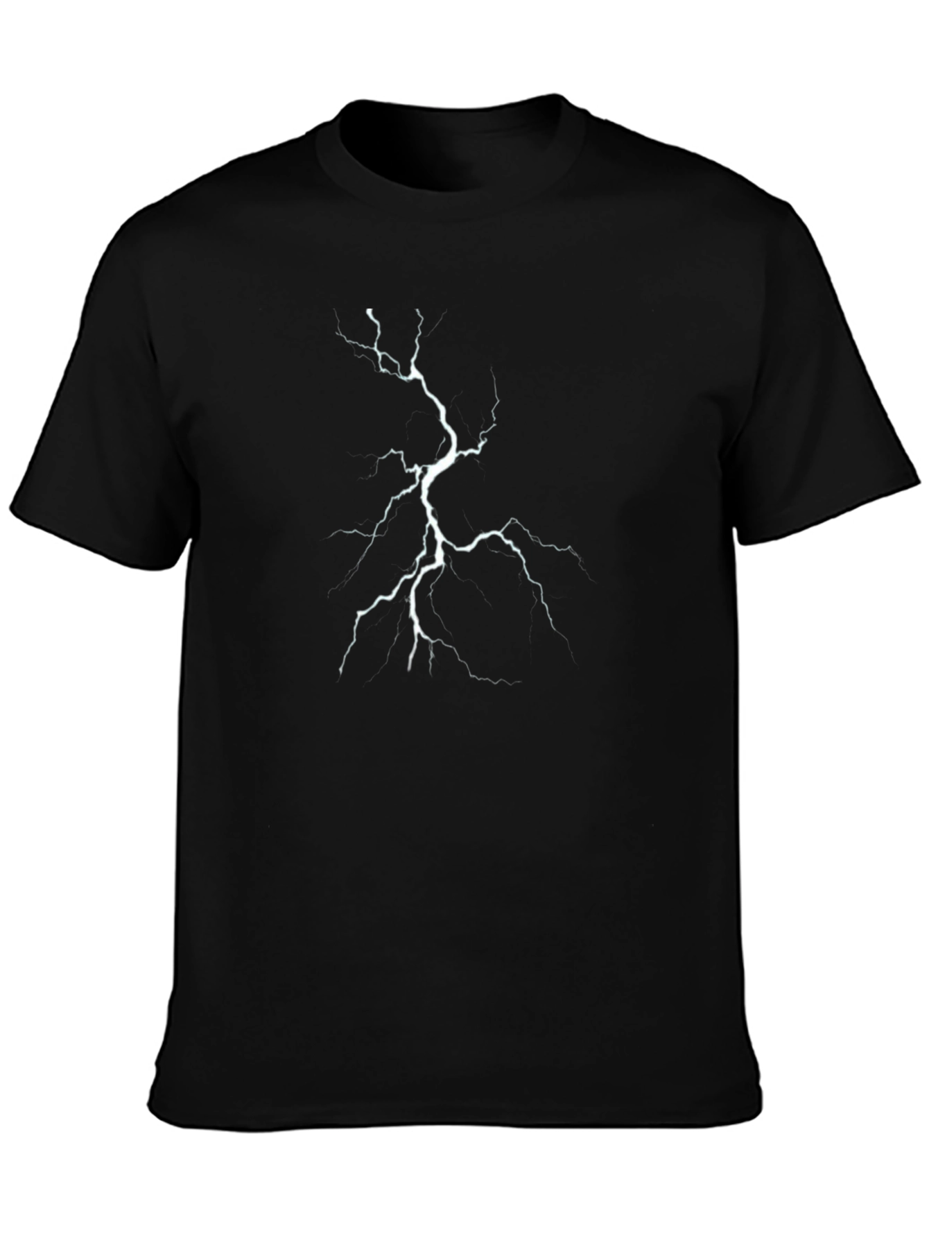 Lightning Bolt Graphic Tee - Black Cotton T-Shirt