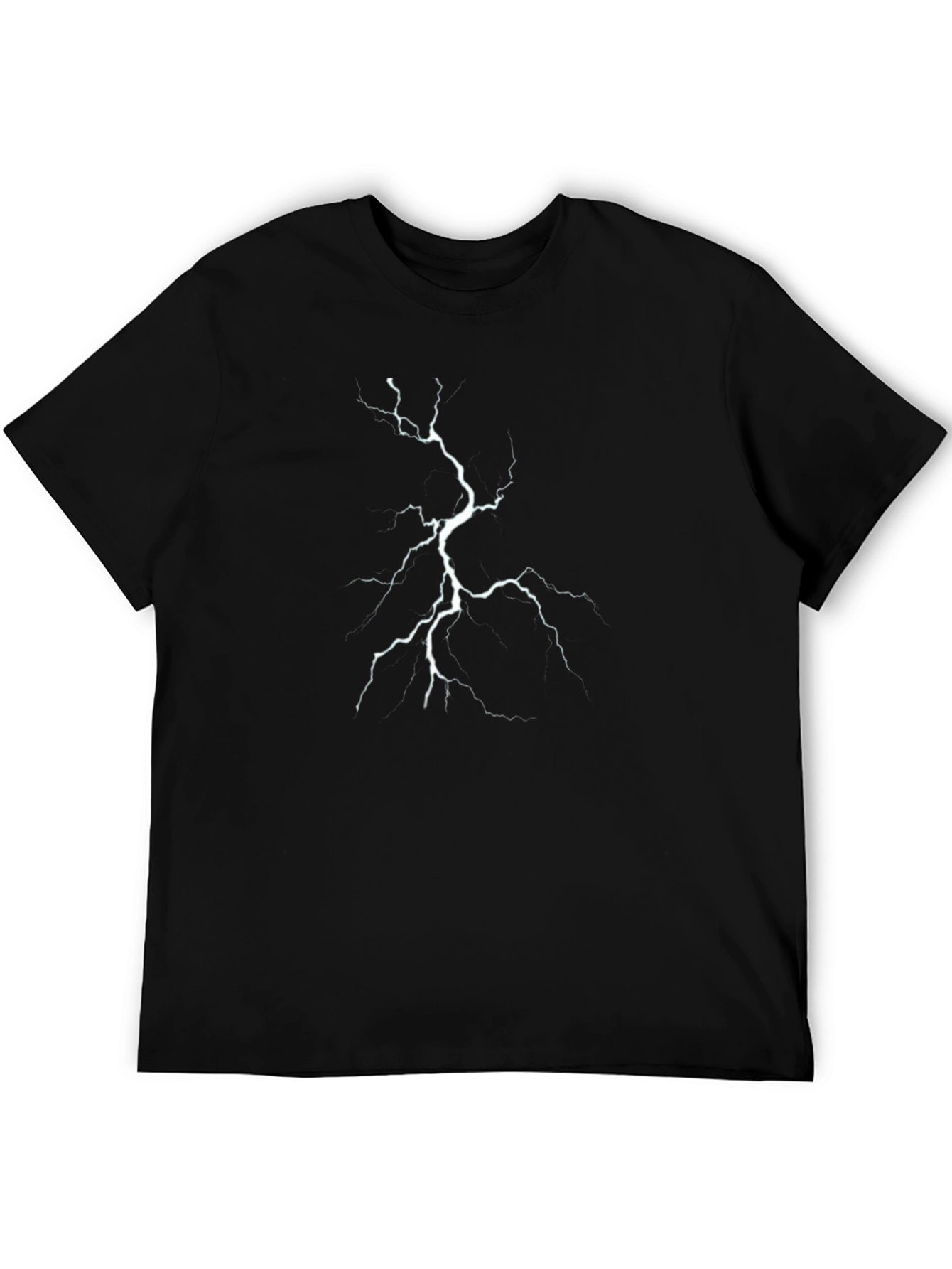 Lightning Bolt Graphic Tee - Black Cotton T-Shirt