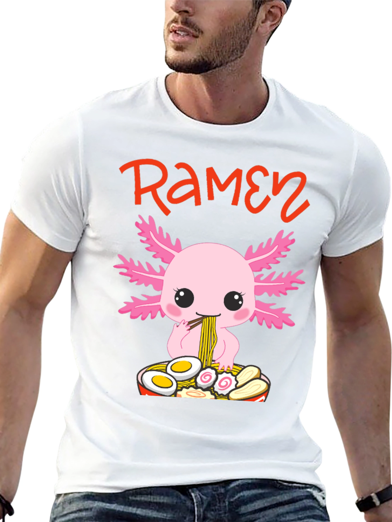 Axolotl Ramen Graphic T-Shirt - Cute Kawaii Design