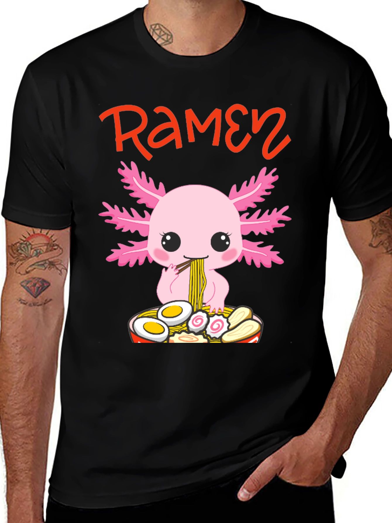Axolotl Ramen Graphic T-Shirt - Cute Kawaii Design