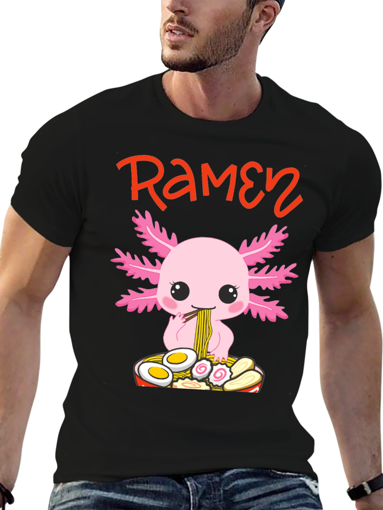 Axolotl Ramen Graphic T-Shirt - Cute Kawaii Design